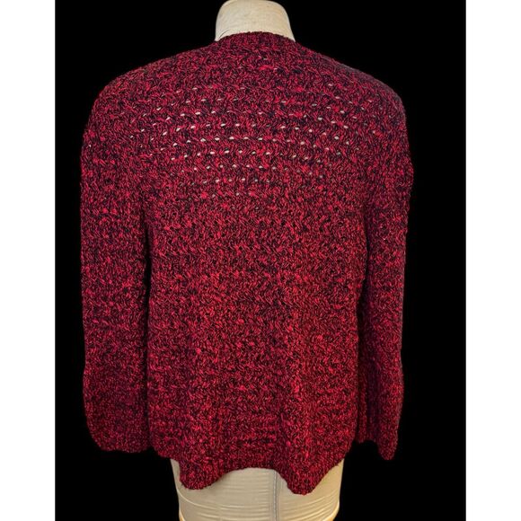 Ruby Rd. Knit Cardigan Single Button Red/Black Sz. XL Cozy Packable - Picture 6 of 10